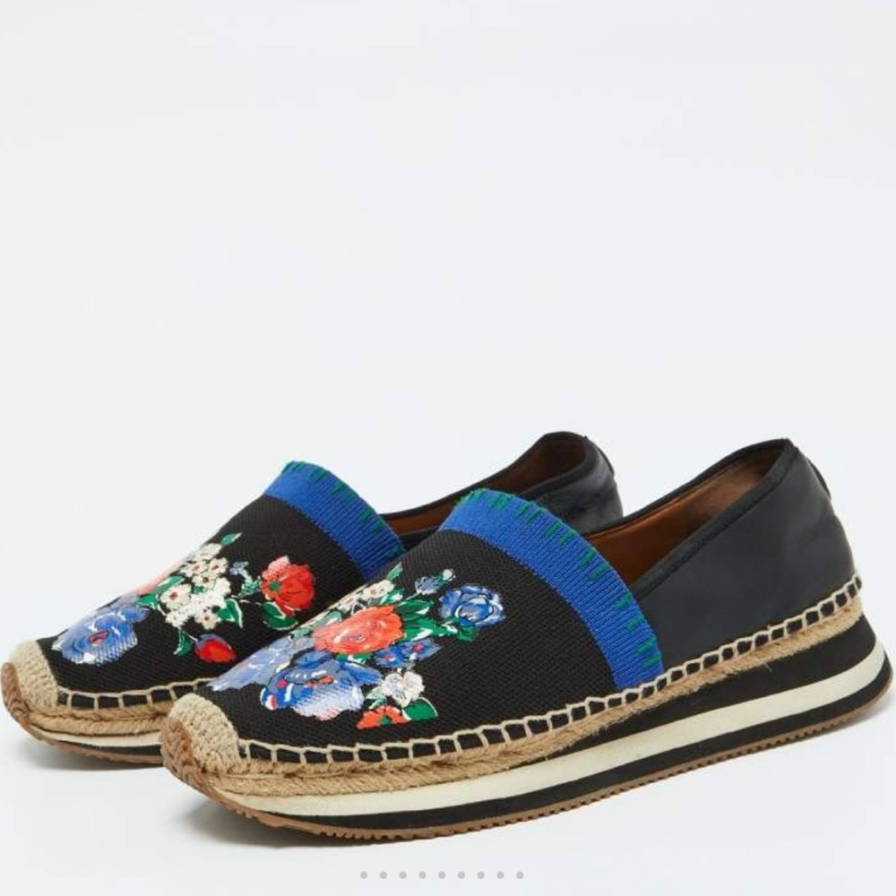 Tory Burch Daisy Slip-On Trainer Floral Navy Tea Rose Espadrille women Sz 6.5